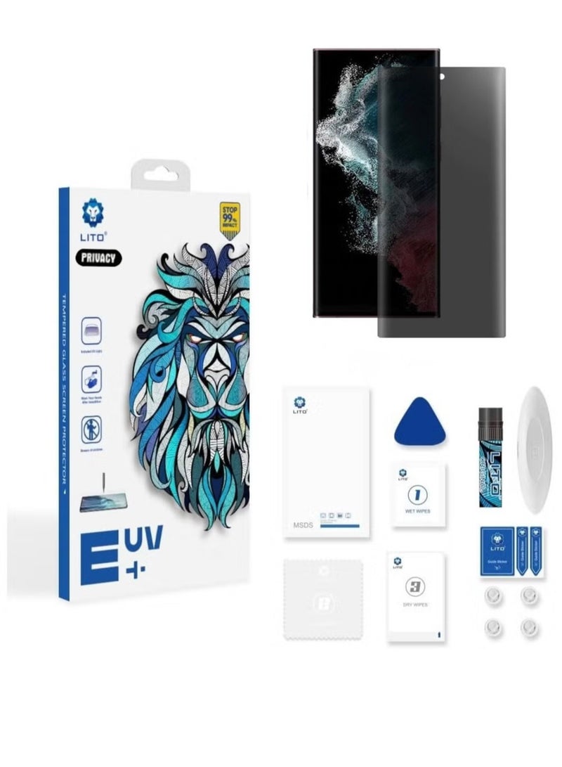 ليتو غشاء زجاجي لهاتف Samsung Galaxy S23 Ultra 5G Lito UV Glue Privacy 9H مع مصباح ولاصق سائل - Image 2