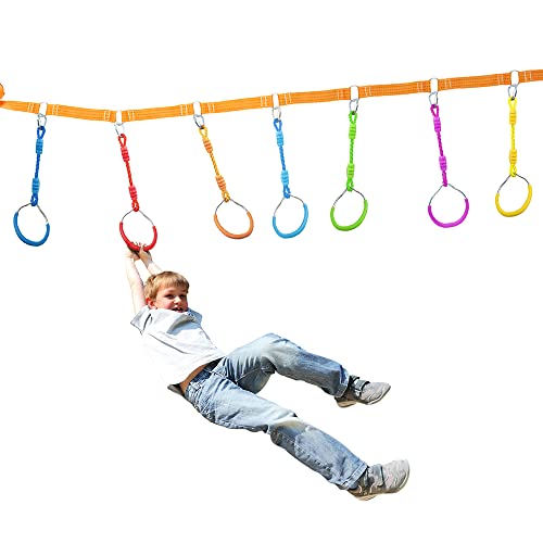Hokilands Hanging Ninja Gymnastic Ring Swing Monkey Bar Climbing Bar Jungle Fist For Outdoor Indoor Backyard Activities, 2 Pack Black Obstacle Course Rings Workout Playground Training Equipment Trapeze Play Set - Image 5