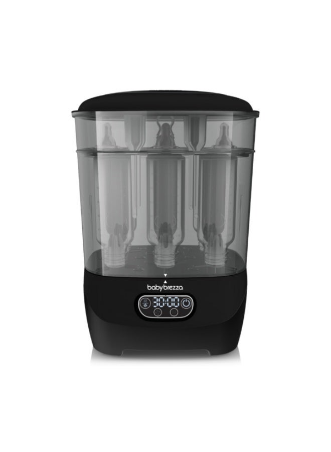 بيبي بريزا جهاز تعقيم وتجفيف بيبي بريزا أدفانسد – جهاز بخاري كهربائي 4 في 1 لتعقيم وتجفيف زجاجات الأطفال وأجزاء مضخة الحليب والإكسسوارات، سعة كبيرة، مزود بفلتر HEPA – لون أسود - Image 1