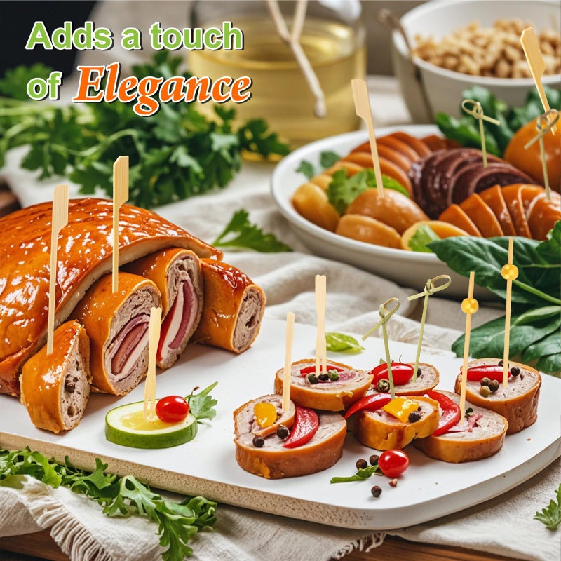 Vicuna R 500PCS Cocktail Picks Kit, 4 Styles Fancy Toothpicks for Appetizers, 3 Sizes Long Bamboo Skewers, Decorative Wooden Cocktail Sticks for Party Supplies Food Drinks Fruit Charcuterie Boards Accessories - Image 4