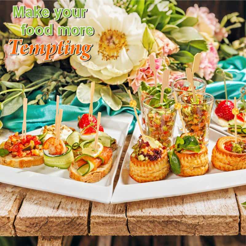 Vicuna R 500PCS Cocktail Picks Kit, 4 Styles Fancy Toothpicks for Appetizers, 3 Sizes Long Bamboo Skewers, Decorative Wooden Cocktail Sticks for Party Supplies Food Drinks Fruit Charcuterie Boards Accessories - Image 5