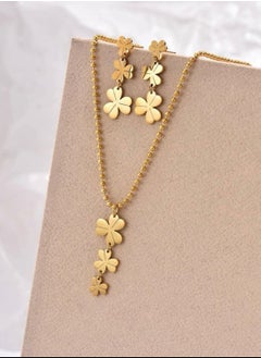 Gold Plated Stainless Steel Necklace & Earrings Jewellery Set For Women