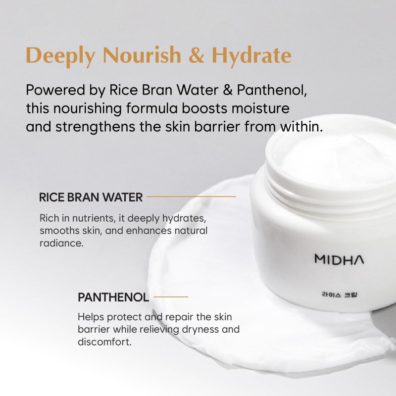 MIDHA Rice Cream 1.69fl.oz/50ml, Deep Hydration, Glow-Enhancing, Skin Barrier Support â€“ Moisturising, Lightweight Daily Cream with Dewy, Radiant Finish, for Rice Face Spots - Image 4