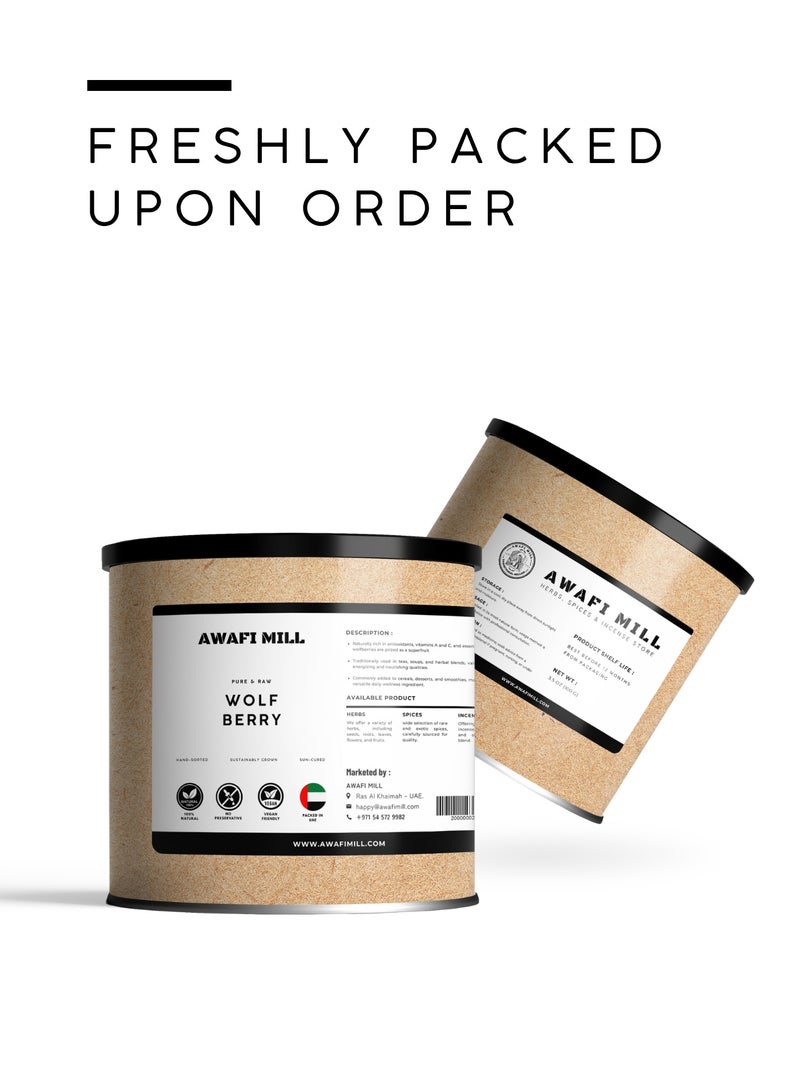 أباميك توت غوجي مجفف من أوافي ميل | توت كامل من الليسيوم بارباروم للشاي والحساء والعصيدة والخبز والوجبات الخفيفة | قوام حلو طبيعي ومطاطي - ١٠٠ غرام | ٣.٥ أونصة - Image 5