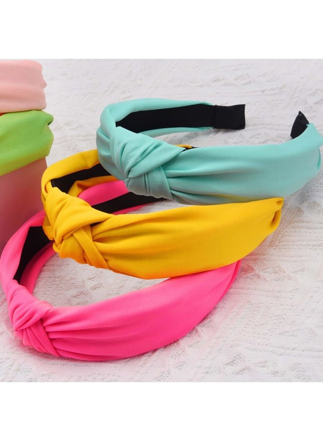 SIQUK 15 Pieces Top Knot Headbands for Women in 15 Colors, Cross Knot Headband, Wide Cloth Knot Headbands - Image 4