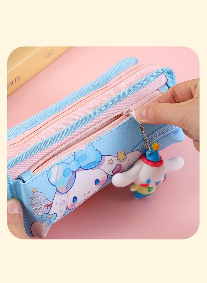 Sanrio Cinnamoroll Large Capacity Pencil Case, Cute Double Layer Pen Pouch with Zipper, Kawaii Stationery Organizer for School & Office - Image 3