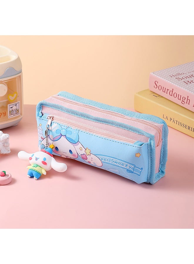 Sanrio Cinnamoroll Large Capacity Pencil Case, Cute Double Layer Pen Pouch with Zipper, Kawaii Stationery Organizer for School & Office - Image 2