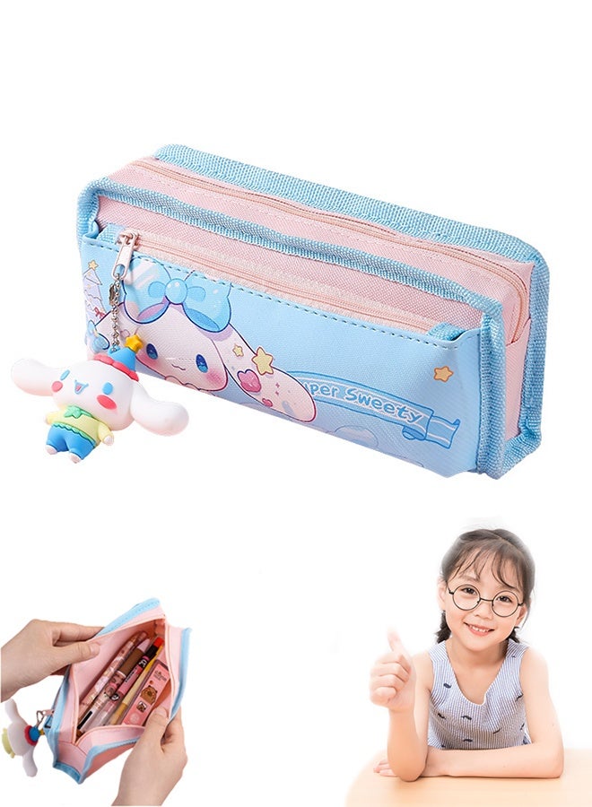 Sanrio Cinnamoroll Large Capacity Pencil Case, Cute Double Layer Pen Pouch with Zipper, Kawaii Stationery Organizer for School & Office - Image 1