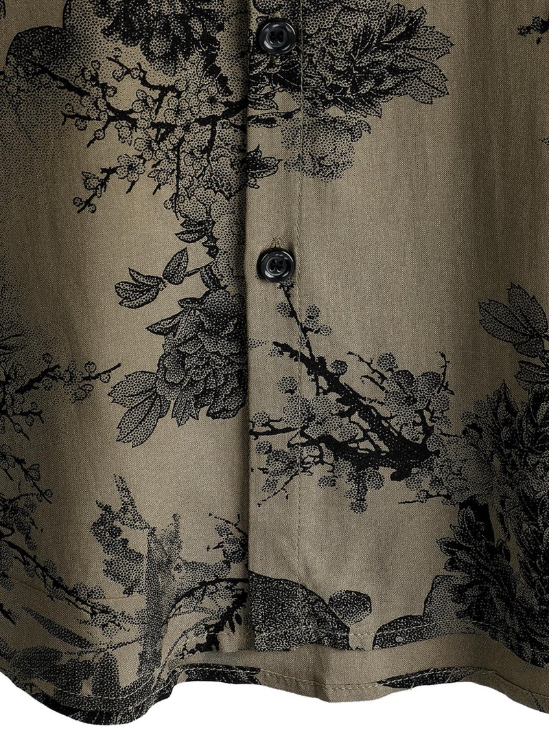 JOTOOK Mens Hawaiian Shirt Short Sleeve Button Down Tropical Shirts Casual Floral Summer Beach Shirt Aloha Shirt Medium Khaki Flower - Image 5