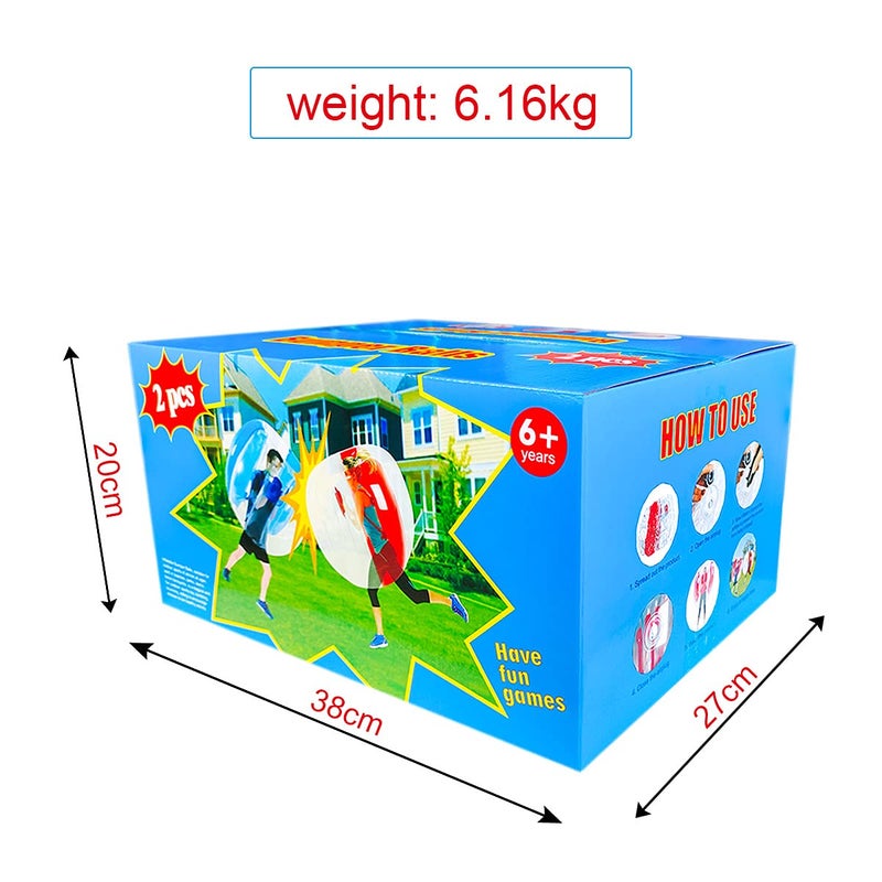 SUNSHINE-MALL 48 inch 2 pcs Bumper Sumo Ball for Adults Kids  Inflatable Bounce Body Zorb Ball for Outdoor Team Gaming Play for 6 Ages+ (red+Blue) - Image 4