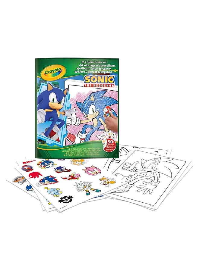 Sonic the Hedgehog Colouring Book with Stickers – 32 Fun Activity Pages & 4 Sticker Sheets | Kids Creative Colouring Set | Perfect Gift for Boys & Girls Ages 3+