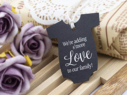 Summer-Ray.com Summer-Ray 50pcs Baby Onesie Adding S'More Love to Our Family Baby Shower Favors Gift Tags Thank You Tags (Kraft) - Image 3