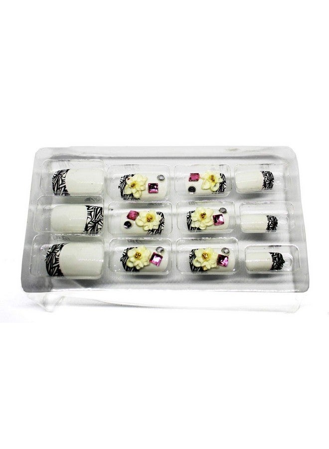 SoSh FAKE NAIL art reusable French long Artifical False nailsï¿½12 Nails in Graduated size with Free Glue - Image 3