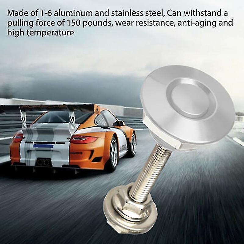 4 X Quick Release Push Hood Latch Button Car Pin Bonnet Lock Silver - Image 2