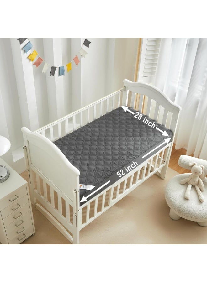 BEDLORE Waterproof Mattress Protector Crib, 2 Pack Soft Gray Mattress Pad, Noiseless Machine Washable Mattress Cover, Ultimate Protection for Your Baby's Crib Toddler Bed (52''x28'') - Image 5
