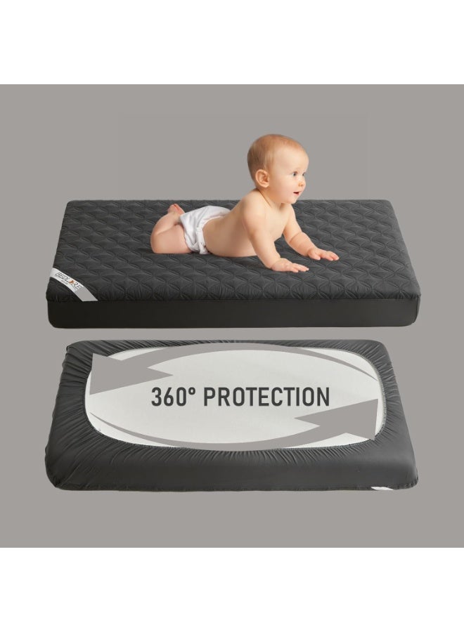 BEDLORE Waterproof Mattress Protector Crib, 2 Pack Soft Gray Mattress Pad, Noiseless Machine Washable Mattress Cover, Ultimate Protection for Your Baby's Crib Toddler Bed (52''x28'') - Image 3