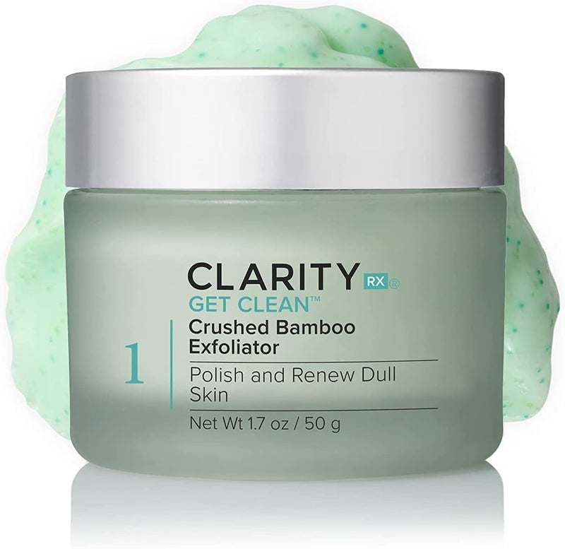 ClarityRx Get Clean Crushed Bamboo Facial Exfoliator - Plant Based Exfoliating Face Scrub for All Skin Types (1.7 oz) - Image 1