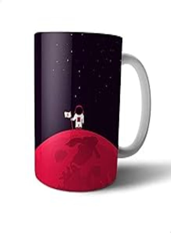 Ceramic Man in Space Print Mug - Multi Color