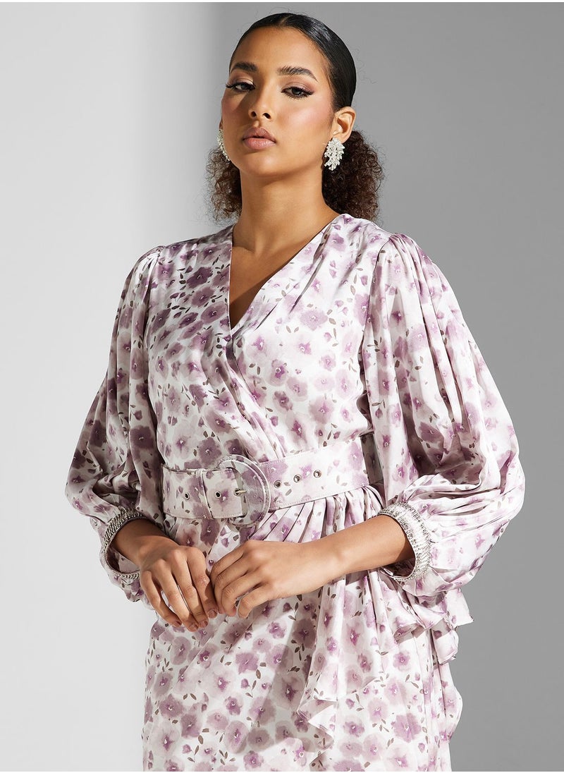 Montania Floral Printed Wrap Dress  - Image 3