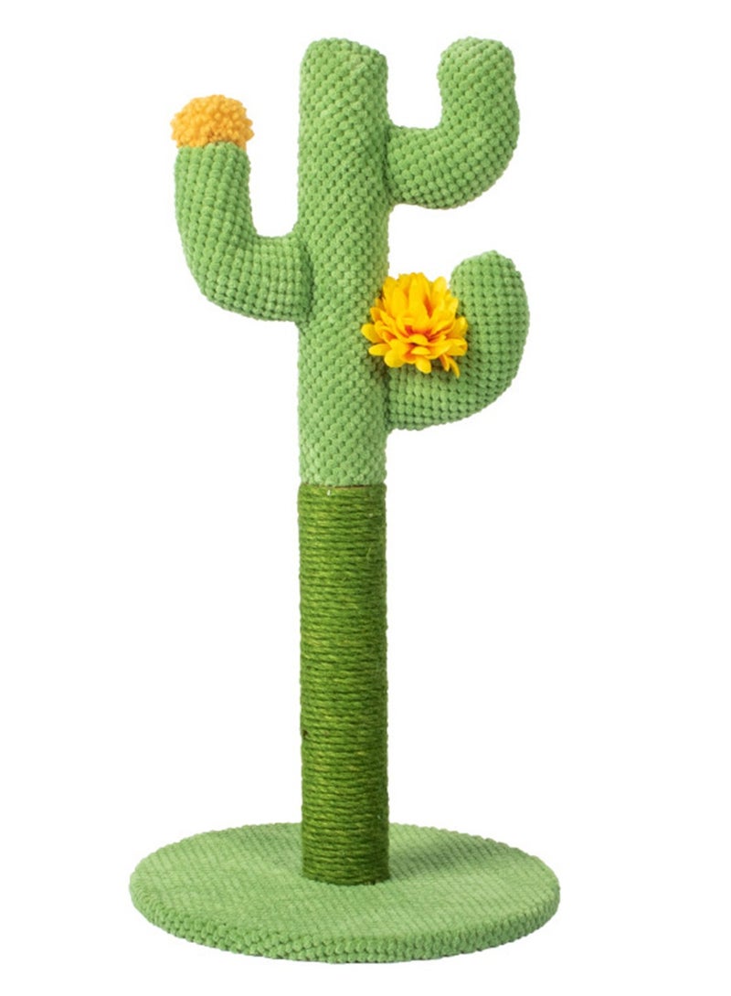 Cactus-Shaped Cat Scratching Post with Yellow Flower Top, Durable Sisal, Soft Corduroy, Full Filling, and Ideal for All Cats in Saudi Homes - Image 1
