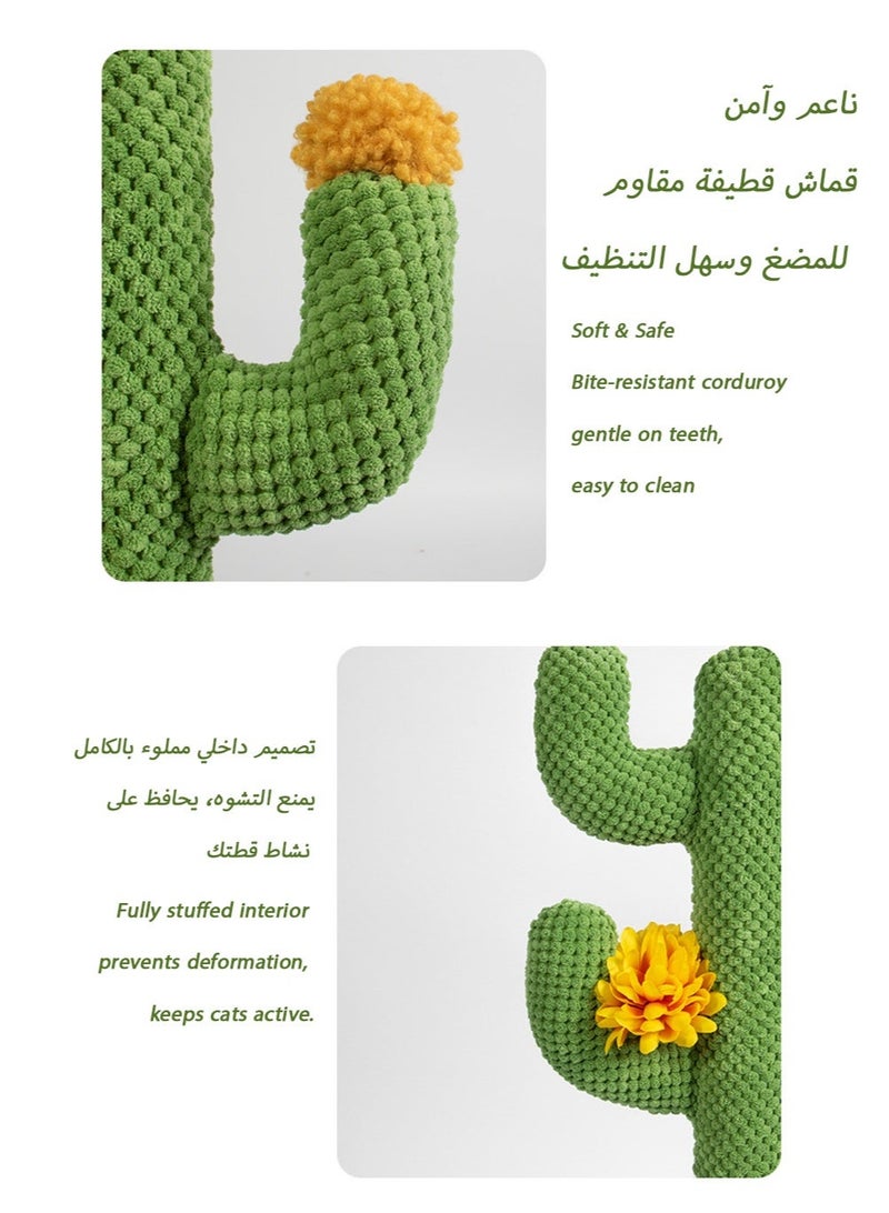 Cactus-Shaped Cat Scratching Post with Yellow Flower Top, Durable Sisal, Soft Corduroy, Full Filling, and Ideal for All Cats in Saudi Homes - Image 2