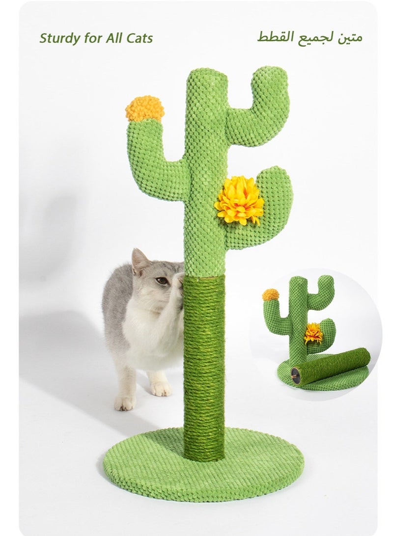 Cactus-Shaped Cat Scratching Post with Yellow Flower Top, Durable Sisal, Soft Corduroy, Full Filling, and Ideal for All Cats in Saudi Homes - Image 4