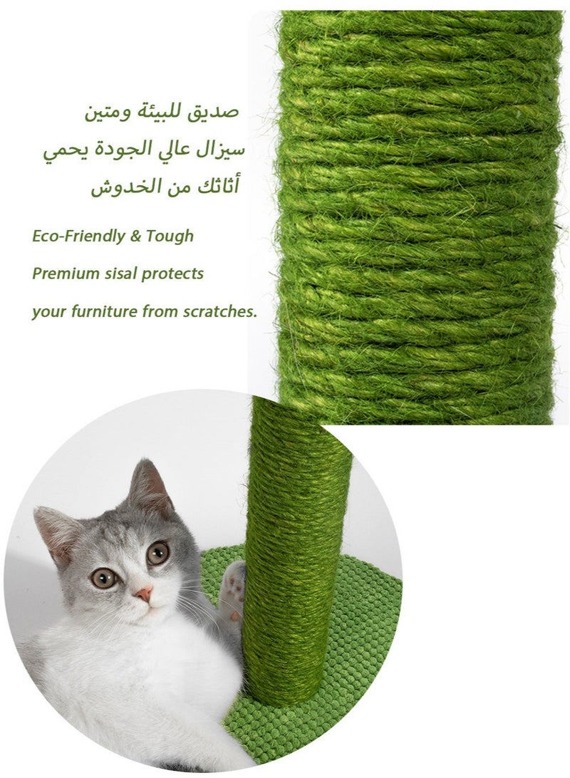 Cactus-Shaped Cat Scratching Post with Yellow Flower Top, Durable Sisal, Soft Corduroy, Full Filling, and Ideal for All Cats in Saudi Homes - Image 3
