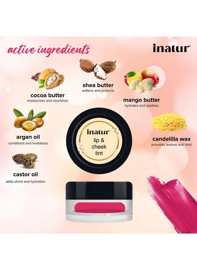 INATUR Cool Fushia Lip & Cheek Tint Natural And Organic Vegan And Crueltyfree Hydrates And Nourishes Dry Lips Longlasting Water Proof  - Image 4