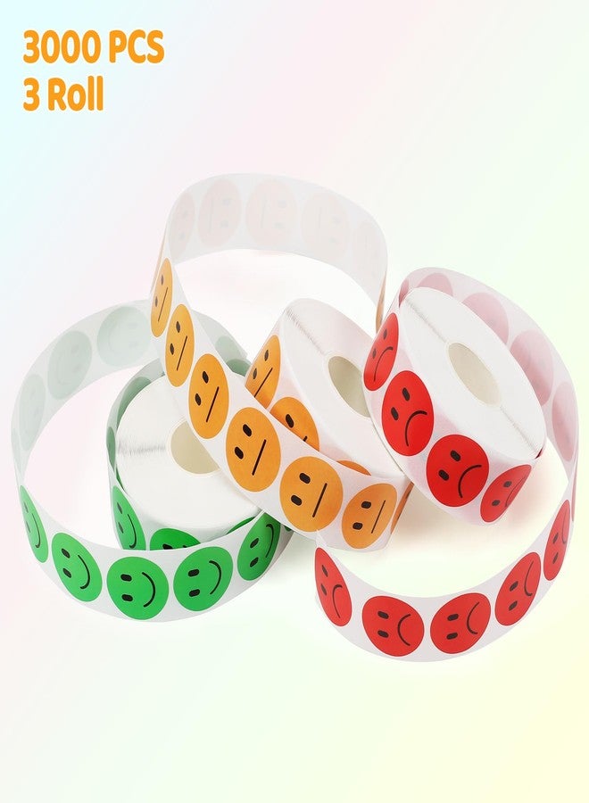 Wercokt 3000PCS Smiling Face Behavior Emotion Stickers, 1 Inch, 3 Roll Red Yellow Green, Happy/Sad Stickers, Behavior Reward Labels for Teachers - Image 3