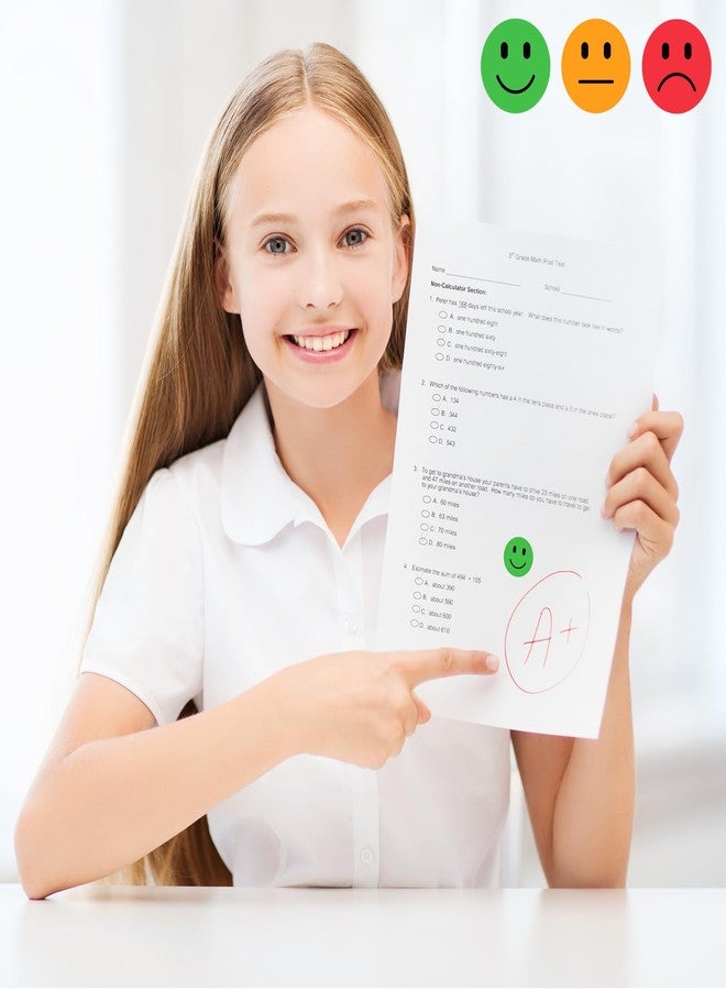 Wercokt 3000PCS Smiling Face Behavior Emotion Stickers, 1 Inch, 3 Roll Red Yellow Green, Happy/Sad Stickers, Behavior Reward Labels for Teachers - Image 5