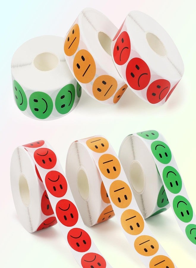 Wercokt 3000PCS Smiling Face Behavior Emotion Stickers, 1 Inch, 3 Roll Red Yellow Green, Happy/Sad Stickers, Behavior Reward Labels for Teachers - Image 4