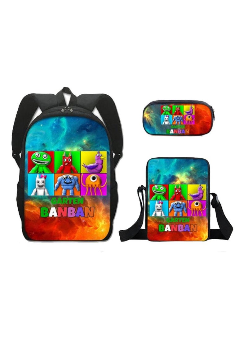 3 pcs set Garten of banban Children Backpack Daypack Schoolbag Girls  Boys School Book bag with Lunch Box Pen Case - Image 1
