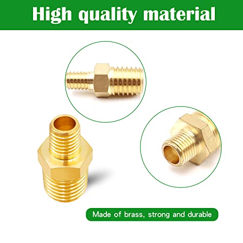 Tnuocke 5pcs 1/4 NPT Male x 1/8 NPT Male Solid Brass Nipple Pipe Fittings,Heavy Hex Straight Connector Adapter H-041-1/4 NPT-1/8 NPT - Image 4