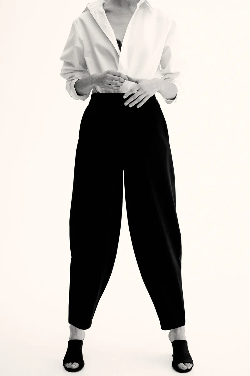 H&M Jersey barrel-leg trousers