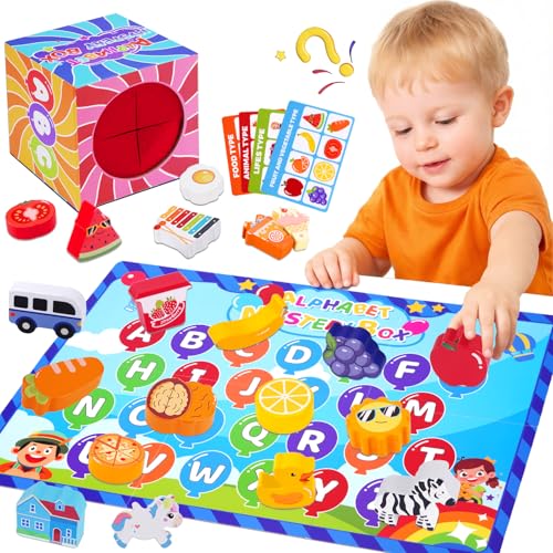 KMTJT Montessori Wooden Alphabet Mystery Box for 3 4 5 Year Olds Tactile Sensory Educational Toys Preschool Learning Letters Phonics Game Fine Motor Skills Gift for Boys Girls 26 Pcs - Image 1