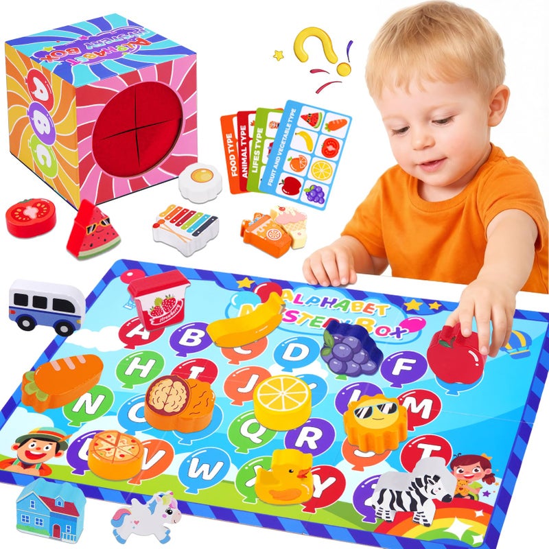 KMTJT Montessori Wooden Alphabet Mystery Box for 3 4 5 Year Olds Tactile Sensory Educational Toys Preschool Learning Letters Phonics Game Fine Motor Skills Gift for Boys Girls 26 Pcs - Image 3