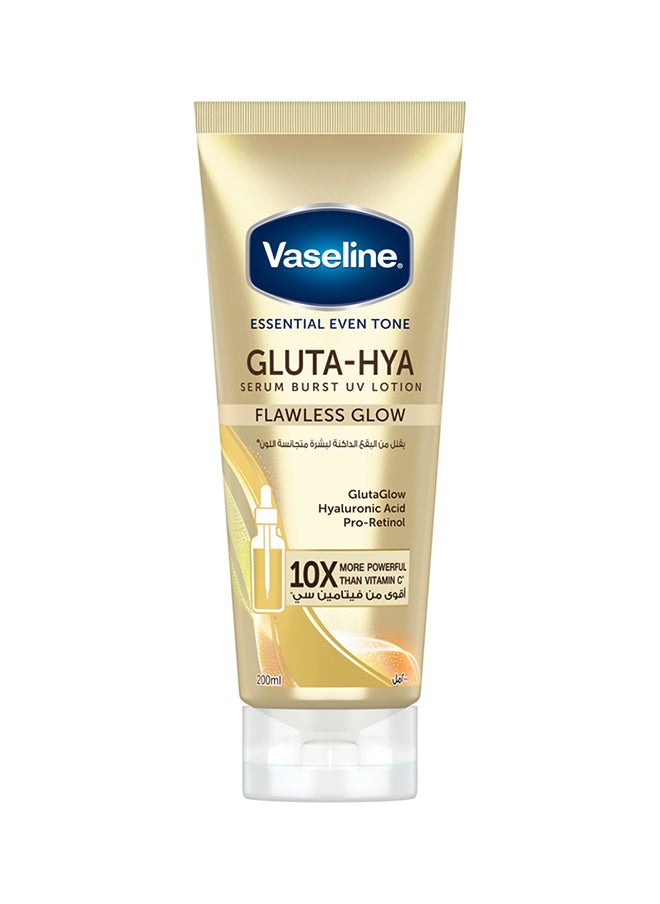 Vaseline Essential Even Tone Gluta Hya Serum Burst UV Body Lotion With Moisturising Petroleum Jelly 200ml  - Image 1