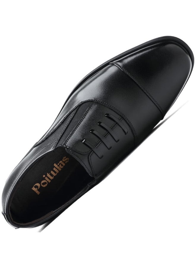 Poitulas Men'S Leather Shoes With Three-Joint Design, Business Casual Formal Shoes, British Style Comfortable Slip-On Loafers 9916 Black 41 - Image 3