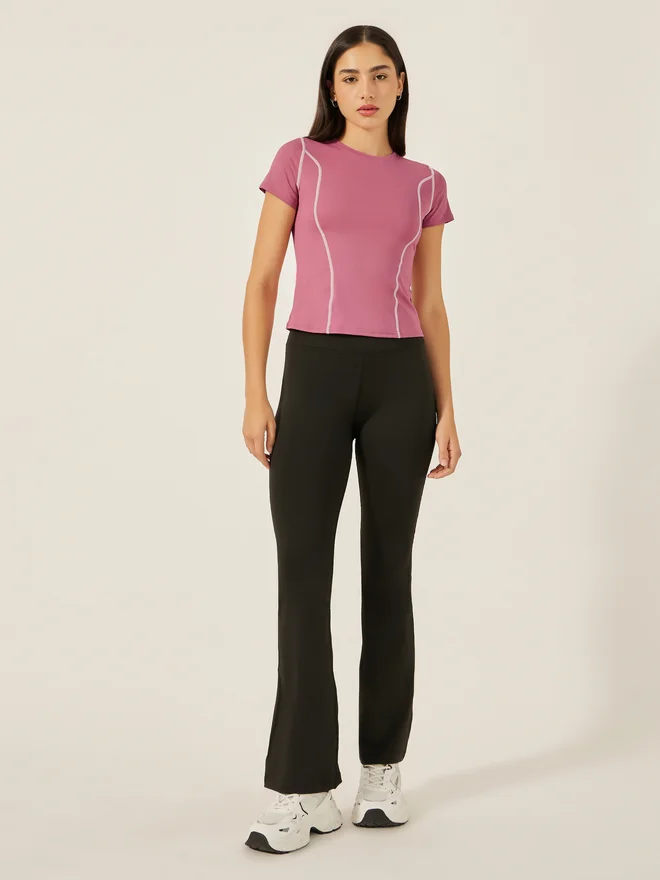Styli Styli Active Pack of 2 - Contrast Stitch Short Sleeve Top