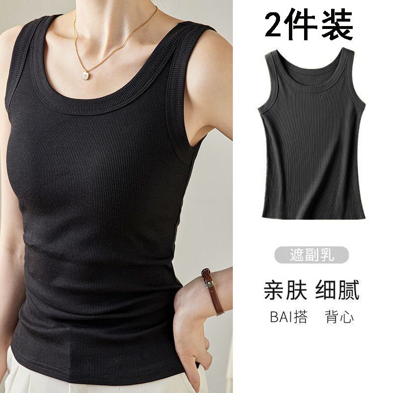 All-Match Comfortable Threaded Vest Sling Sleeveless T-Shirt Spring Summer Autumn New Style Top Women'S Sports Base Shirt - Image 2