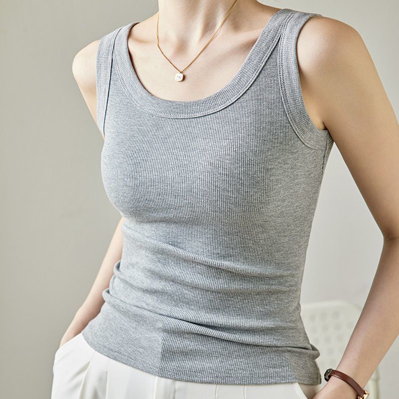 All-Match Comfortable Threaded Vest Sling Sleeveless T-Shirt Spring Summer Autumn New Style Top Women'S Sports Base Shirt - Image 5