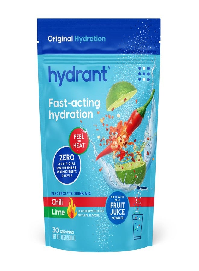 HYDRANT Bulk Electrolyte Drink Mix, Fast Acting Hydration with Real Fruit Juice Powder Sweetened with Cane Sugar and No Artificial Sweeteners, Bulk Electrolytes (30 Servings, Chili Lime) - Image 1