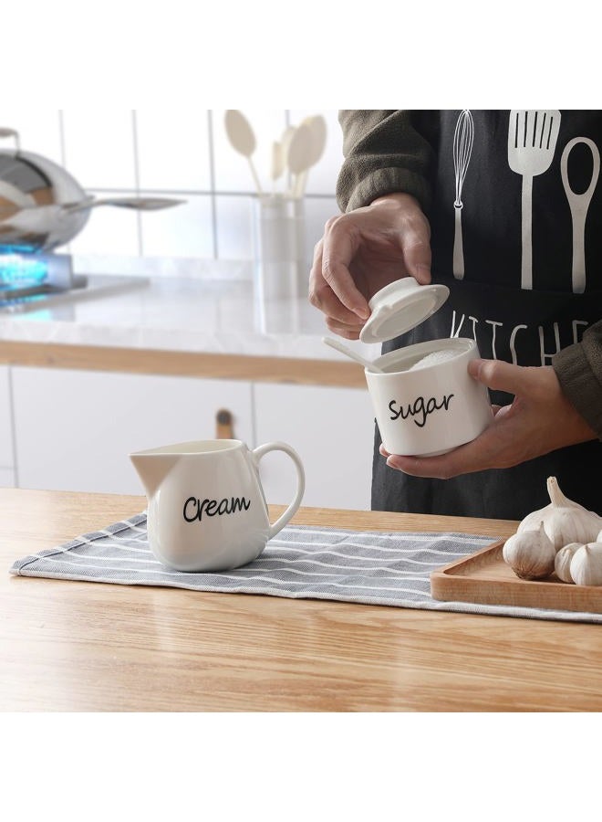 ONTUBE Porcelain Sugar and Creamer Set of 3,White - Image 2