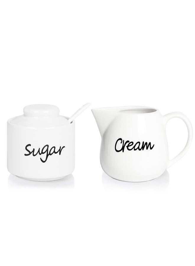 ONTUBE Porcelain Sugar and Creamer Set of 3,White - Image 1