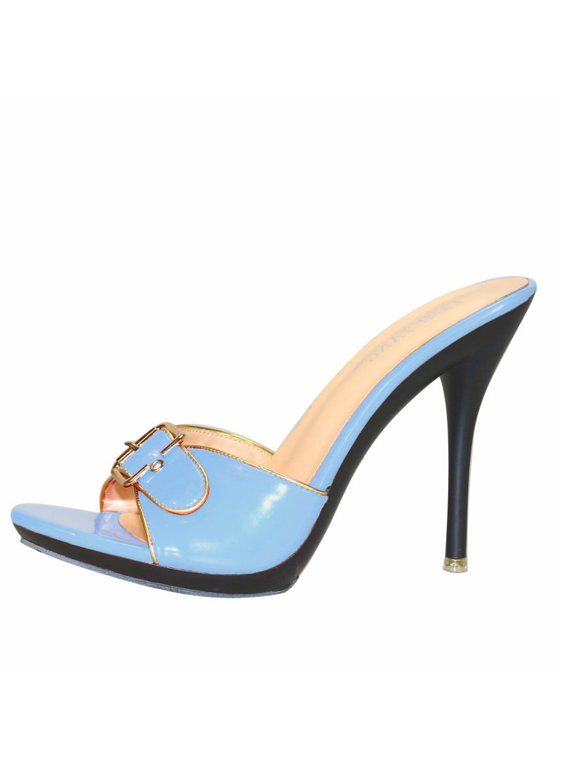 KUYING New Retro Belt Buckle Integrated Slim High Heels