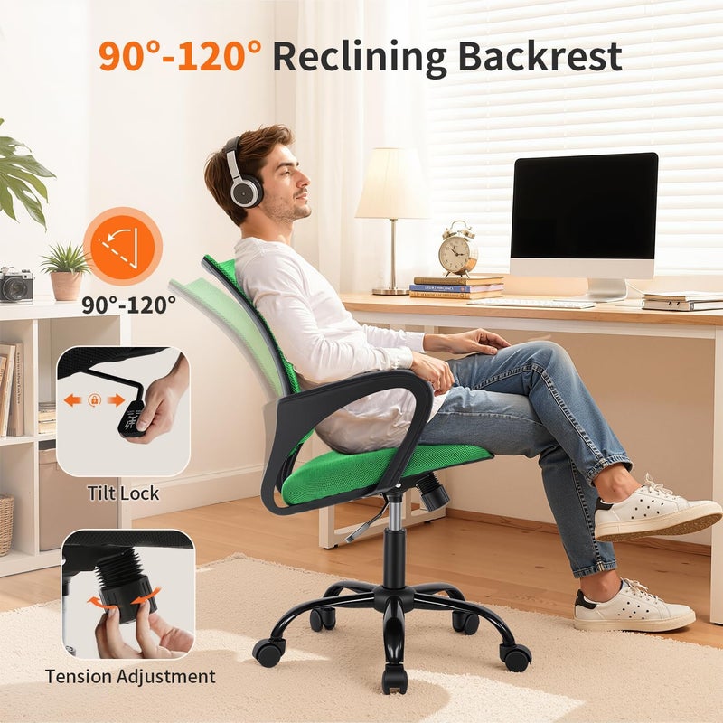 BestOffice Ergonomic Mesh Executive Desk Chair with Lumbar Support for Women & Men, Green - Image 5