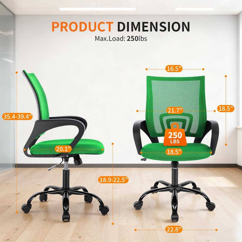 BestOffice Ergonomic Mesh Executive Desk Chair with Lumbar Support for Women & Men, Green - Image 3