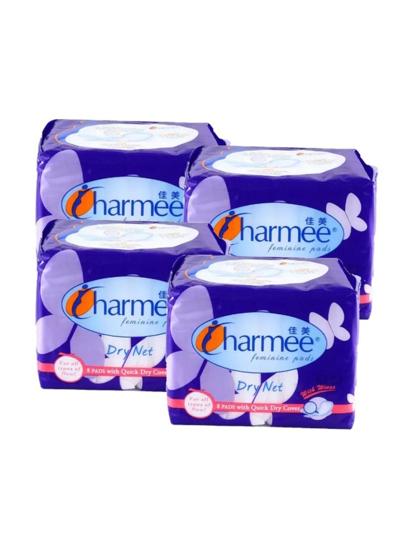 Charmee - Dry Net  Sanitary Pad With Wings 4x8's (32 Pads) - Image 1