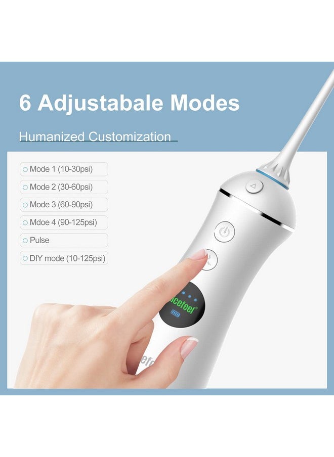 Nicefeel - Portable Water Flosser Cordless Rechargeable Dental Cleaner Irrigator With Gravity Ball Lcd Display 300Ml Tank 6 Modes 4 Jet Tips And Ipx7 Water Proof For Travel & Home & Braces - Image 1