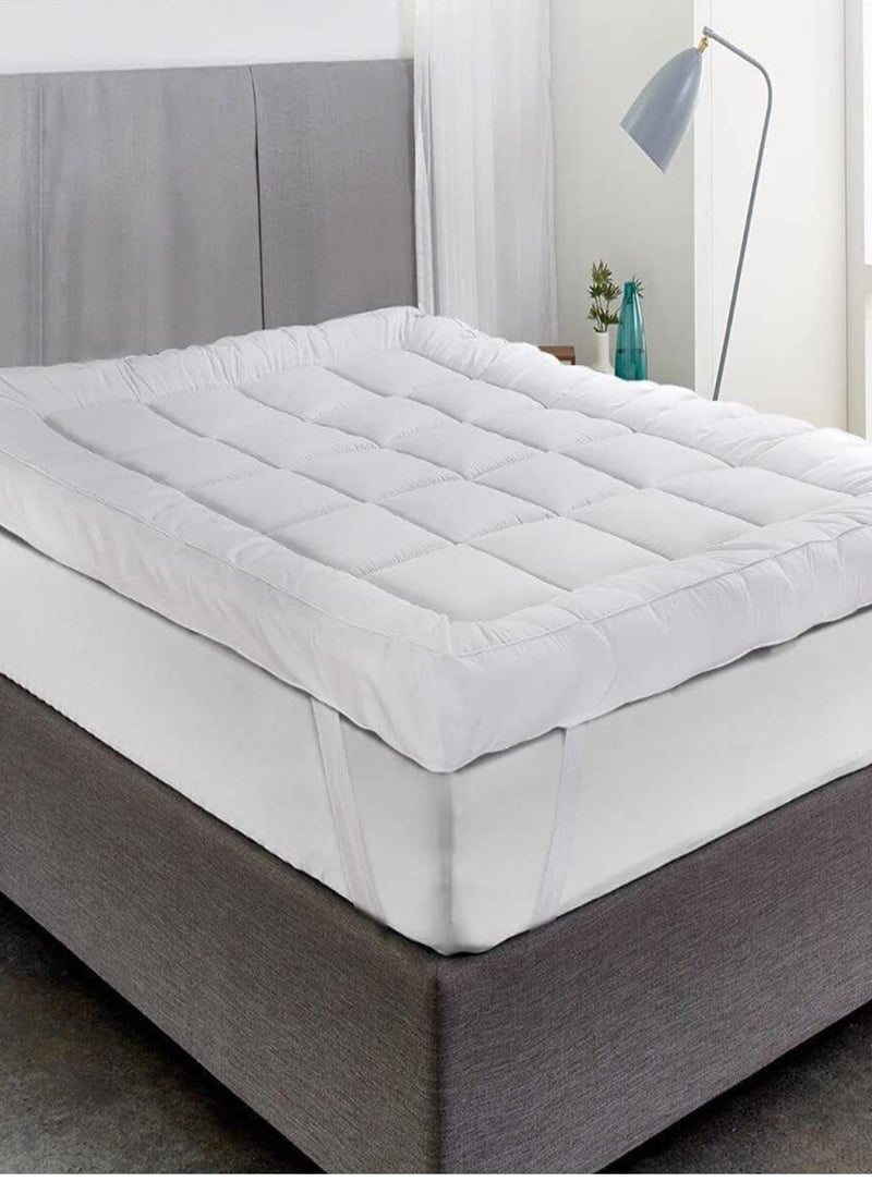 Blueberry Mattress Topper Quilted with 4 Corner Elastic Straps 10cm Height 200x200cm  - Image 1